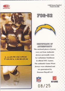 2007 Leaf Certified Materials - Fabric of the Game Team Logo #FOG-52 LaDainian Tomlinson Back
