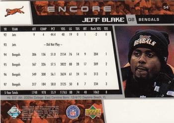 1998 Upper Deck Encore #54 Jeff Blake Back