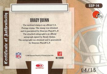 2007 Leaf Certified Materials - Souvenir Stamps Autographs Pro Team Logos #SSP-14 Brady Quinn Back