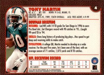 1999 Bowman #4 Tony Martin Back