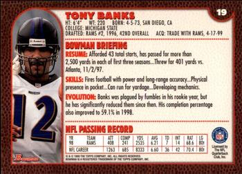 1999 Bowman #19 Tony Banks Back