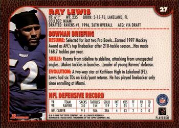 1999 Bowman #27 Ray Lewis Back
