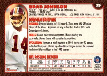 1999 Bowman #39 Brad Johnson Back