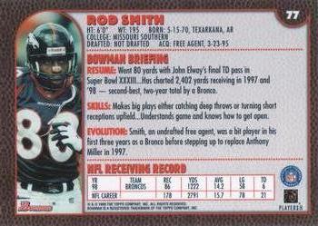 1999 Bowman #77 Rod Smith Back