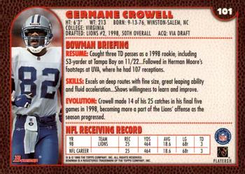 1999 Bowman #101 Germane Crowell Back