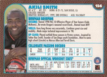 1999 Bowman #156 Akili Smith Back