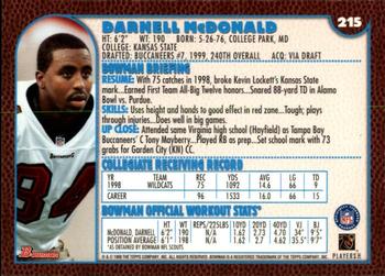 1999 Bowman #215 Darnell McDonald Back