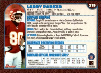 1999 Bowman #219 Larry Parker Back