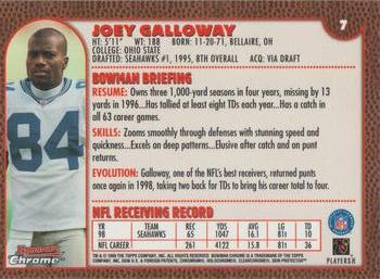 1999 Bowman Chrome #7 Joey Galloway Back