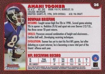 1999 Bowman Chrome #26 Amani Toomer Back