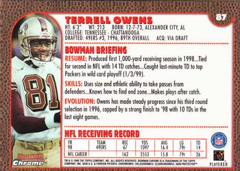 1999 Bowman Chrome #87 Terrell Owens Back