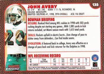 1999 Bowman Chrome #135 John Avery Back