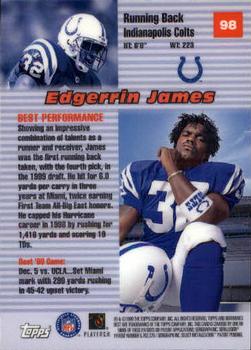 1999 Bowman's Best #98 Edgerrin James Back