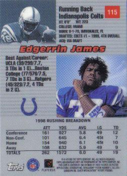 1999 Bowman's Best #115 Edgerrin James Back