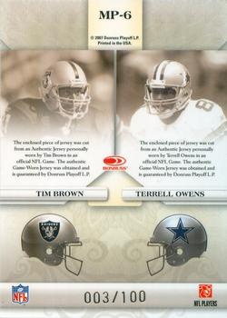 2007 Leaf Limited - Matching Positions Jerseys #MP-6 Tim Brown / Terrell Owens Back