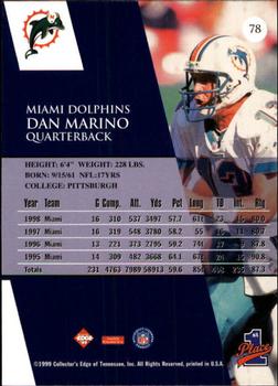 1999 Collector's Edge First Place #78 Dan Marino Back