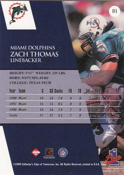 1999 Collector's Edge First Place #81 Zach Thomas Back