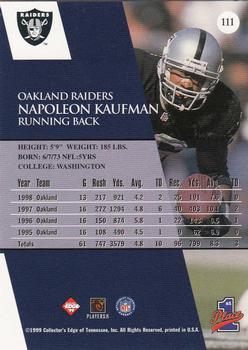 1999 Collector's Edge First Place #111 Napoleon Kaufman Back