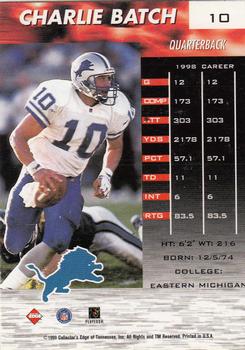 1999 Collector's Edge Fury #10 Charlie Batch Back