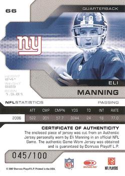 2007 Leaf Limited - Threads #66 Eli Manning Back