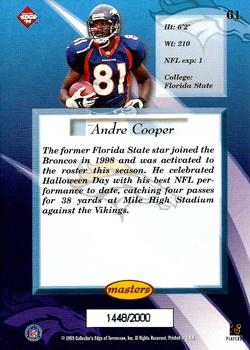 1999 Collector's Edge Masters #61 Andre Cooper Back