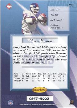 1999 Collector's Edge Masters #123 Gary Brown Back