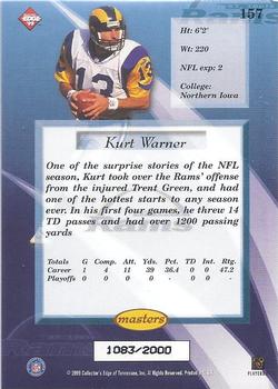 1999 Collector's Edge Masters #157 Kurt Warner Back