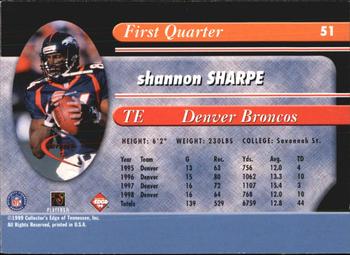 1999 Collector's Edge Odyssey #51 Shannon Sharpe Back