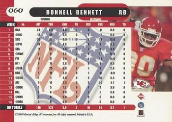 1999 Collector's Edge Supreme #060 Donnell Bennett Back