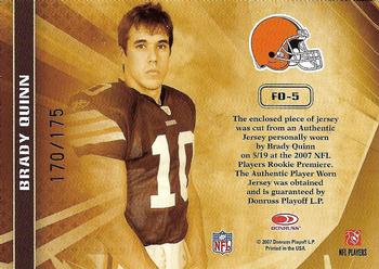 2007 Leaf Rookies & Stars - Freshman Orientation Materials Jerseys #FO-5 Brady Quinn Back
