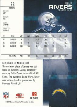 2007 Leaf Rookies & Stars - Materials Gold Retail #98 Philip Rivers Back
