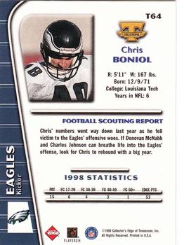 1999 Collector's Edge Triumph #T64 Chris Boniol Back