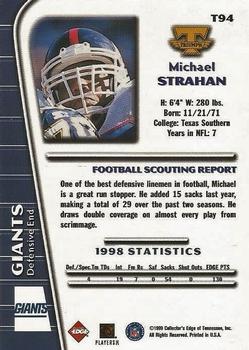 1999 Collector's Edge Triumph #T94 Michael Strahan Back