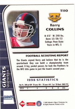 1999 Collector's Edge Triumph #T110 Kerry Collins Back