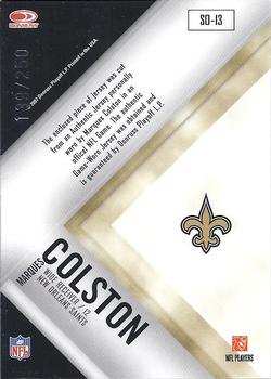 2007 Leaf Rookies & Stars - Standing Ovation Materials Green #SO-13 Marques Colston Back