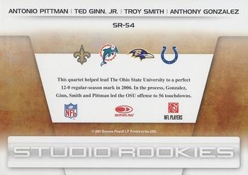 2007 Leaf Rookies & Stars - Studio Rookies #SR-54 Antonio Pittman / Ted Ginn Jr. / Troy Smith / Anthony Gonzalez Back