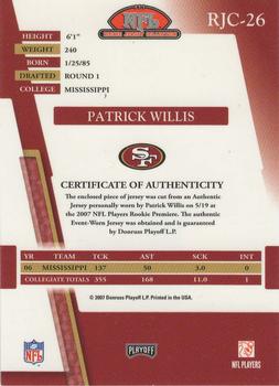 2007 Playoff Absolute Memorabilia - Rookie Jersey Collection #RJC-26 Patrick Willis Back