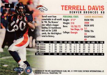 1999 Fleer Tradition #4 Terrell Davis Back