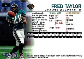 1999 Fleer Tradition #6 Fred Taylor Back