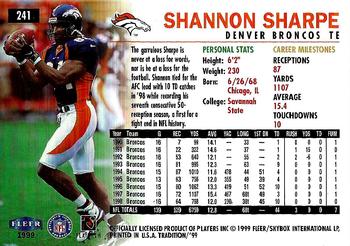1999 Fleer Tradition #241 Shannon Sharpe Back