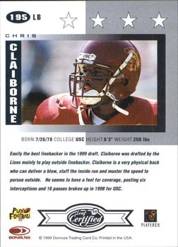 1999 Leaf Certified #195 Chris Claiborne Back