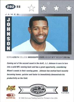 1999 Leaf Certified #202 James Johnson Back