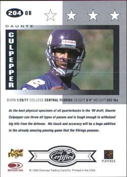 1999 Leaf Certified #204 Daunte Culpepper Back