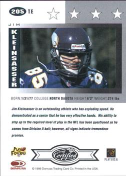 1999 Leaf Certified #205 Jim Kleinsasser Back