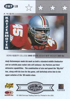 1999 Leaf Certified #207 Andy Katzenmoyer Back