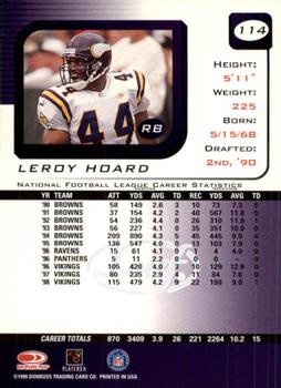1999 Leaf Rookies & Stars #114 Leroy Hoard Back