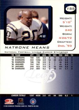 1999 Leaf Rookies & Stars #155 Natrone Means Back