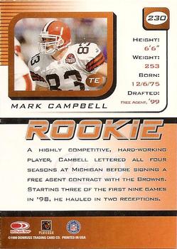 1999 Leaf Rookies & Stars #230 Mark Campbell Back