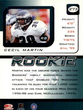 1999 Leaf Rookies & Stars #273 Cecil Martin Back