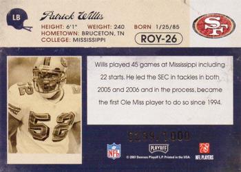 2007 Playoff Contenders - ROY Contenders #ROY-26 Patrick Willis Back